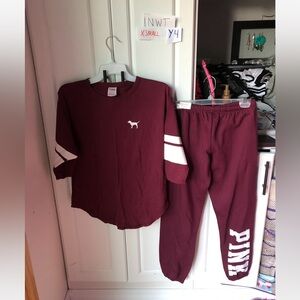 NWT Victoria Secret Pink shirt and sweatpants
